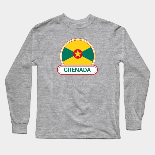 Grenada Country Badge - Grenada Flag Long Sleeve T-Shirt by Yesteeyear